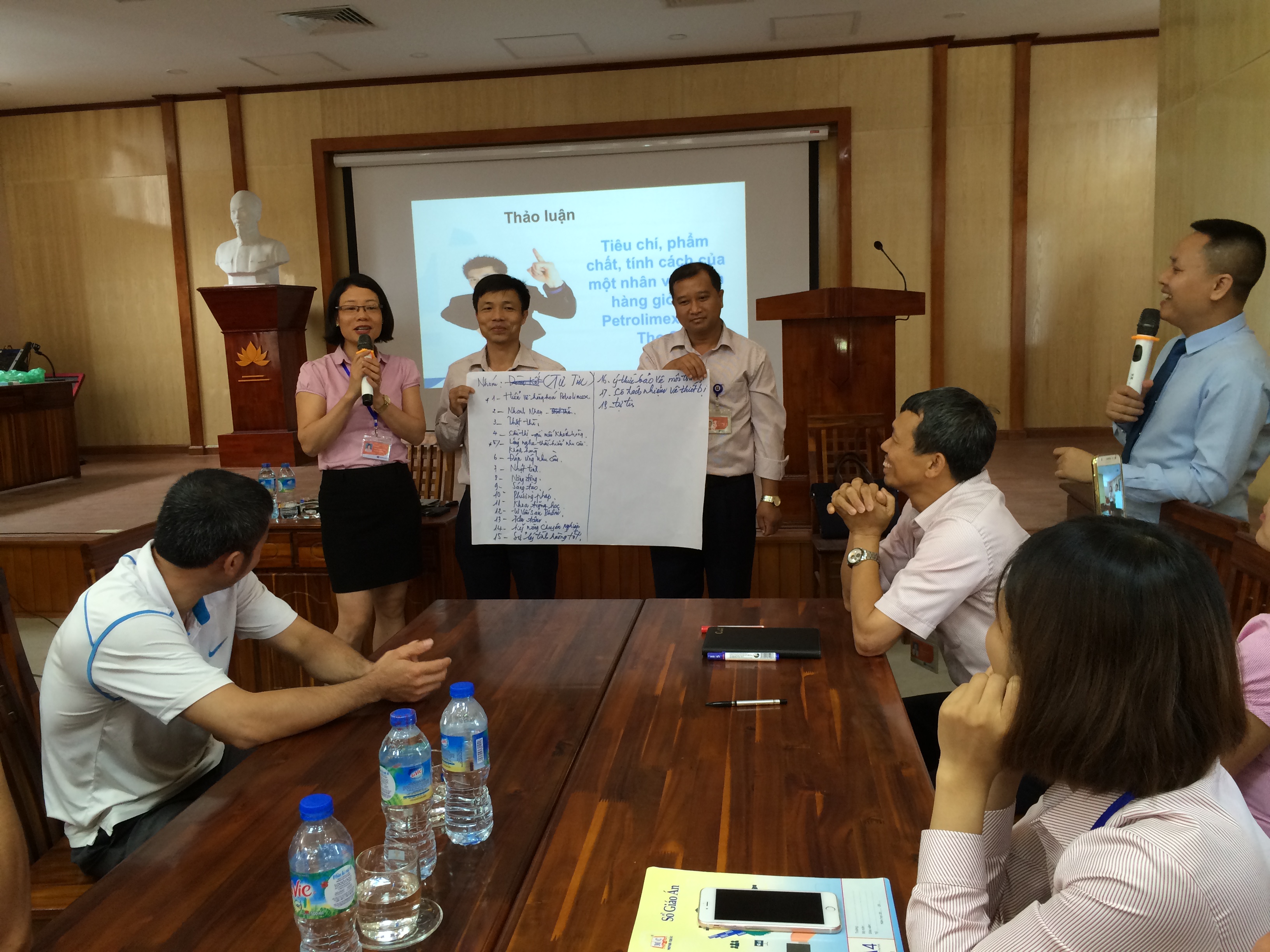 Các nhóm trình bày quan điểm và ý kiến của mình